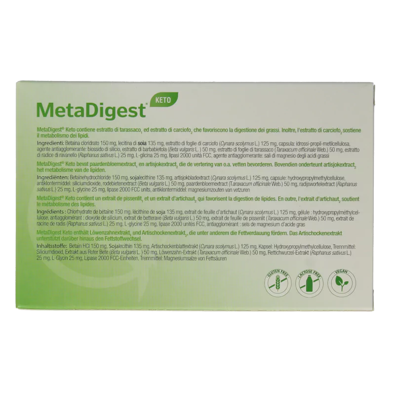 Metagenics Metadigest Keto – Ondersteuning bij vetrijke voeding en spijsvertering